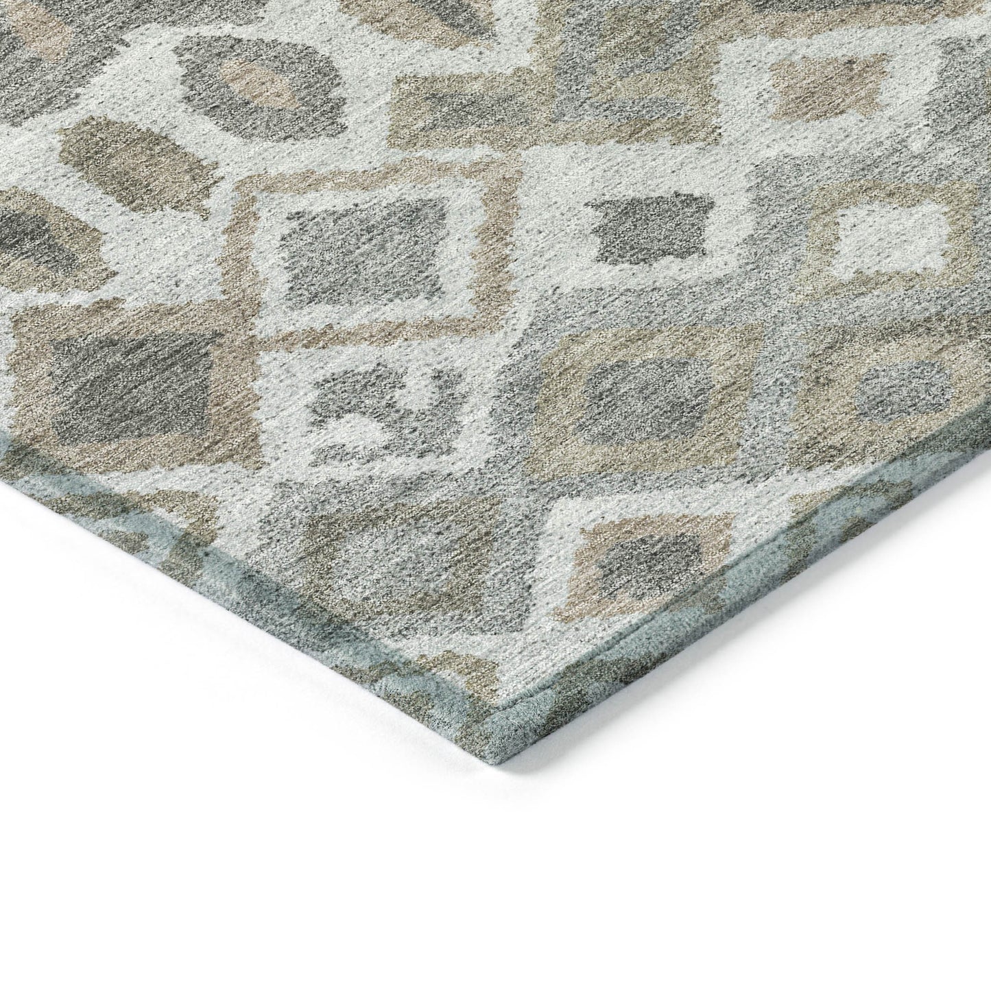 8' X 10' Pewter Ivory And Tan Geometric Washable Indoor Outdoor Area Rug - Look Good Store