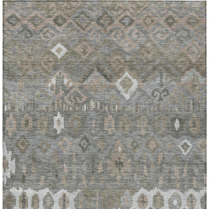 8' X 10' Pewter Ivory And Tan Geometric Washable Indoor Outdoor Area Rug - Look Good Store