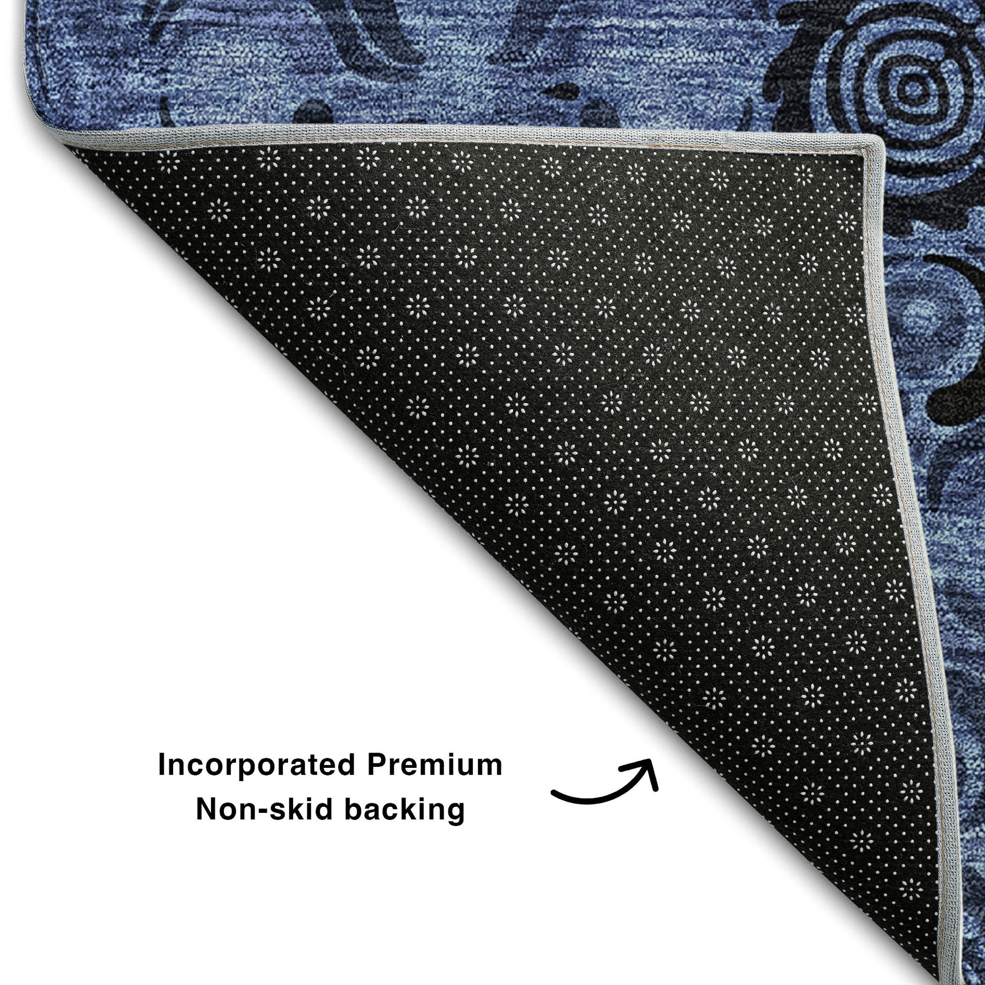 10' X 14' Denim Blue And Charcoal Medallion Washable Area Rug With UV Protection - Look Good Store