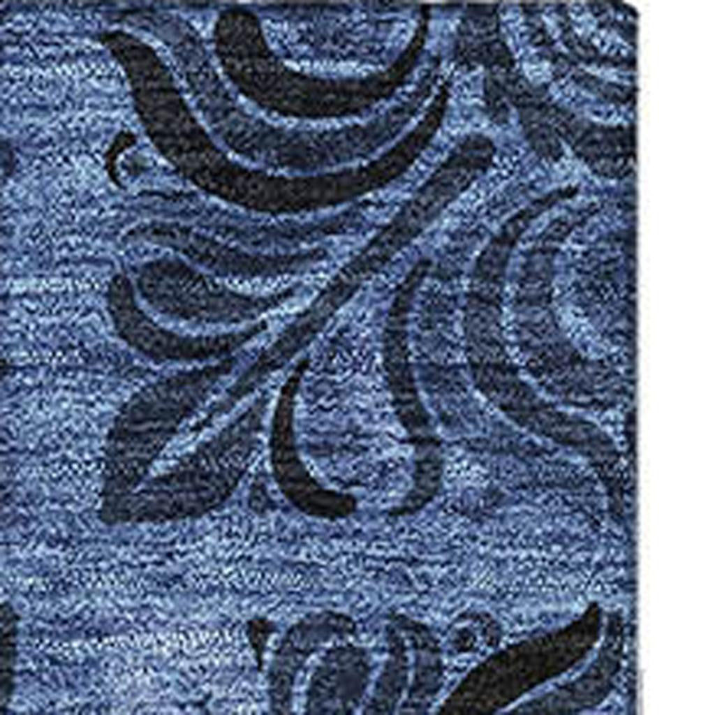 10' X 14' Denim Blue And Charcoal Medallion Washable Area Rug With UV Protection - Look Good Store