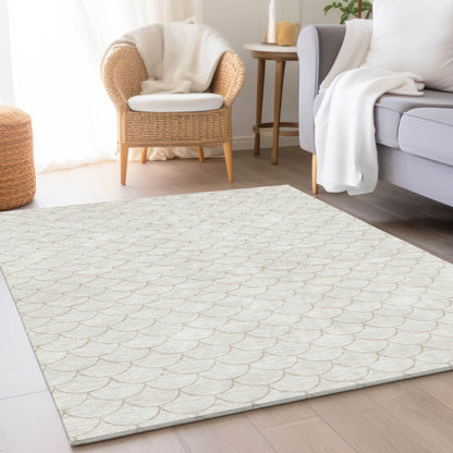 5' X 8' Ivory And Beige Geometric Washable Area Rug With UV Protection - Look Good Store