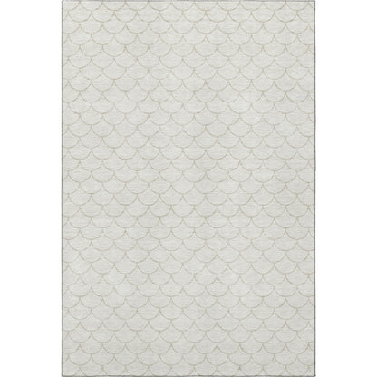 5' X 8' Ivory And Beige Geometric Washable Area Rug With UV Protection - Look Good Store