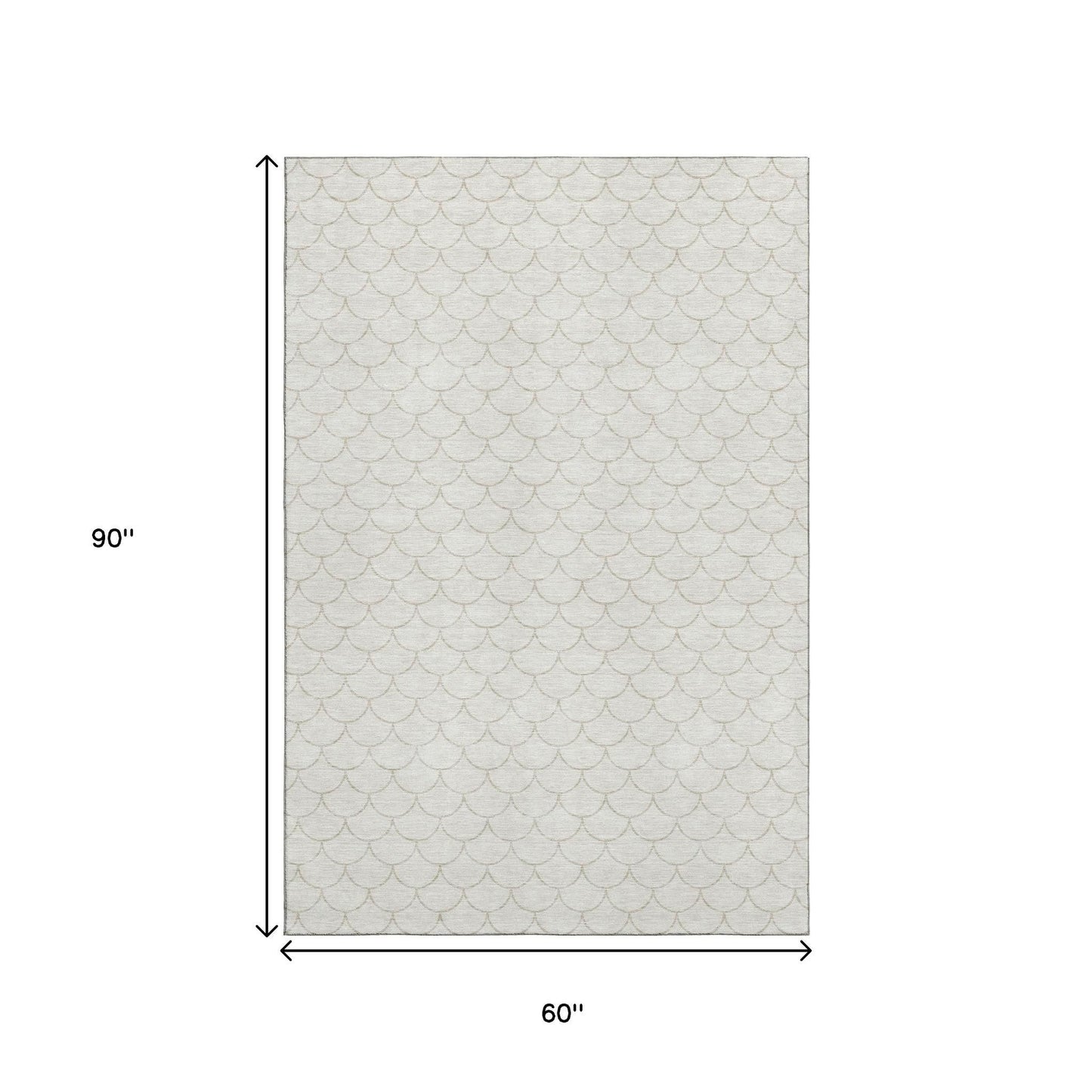 5' X 8' Ivory And Beige Geometric Washable Area Rug With UV Protection - Look Good Store
