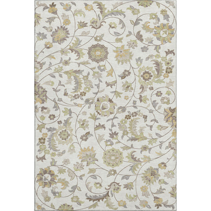 8' X 10' Ivory Copper And Gray Floral Washable Area Rug With UV Protection - Look Good Store