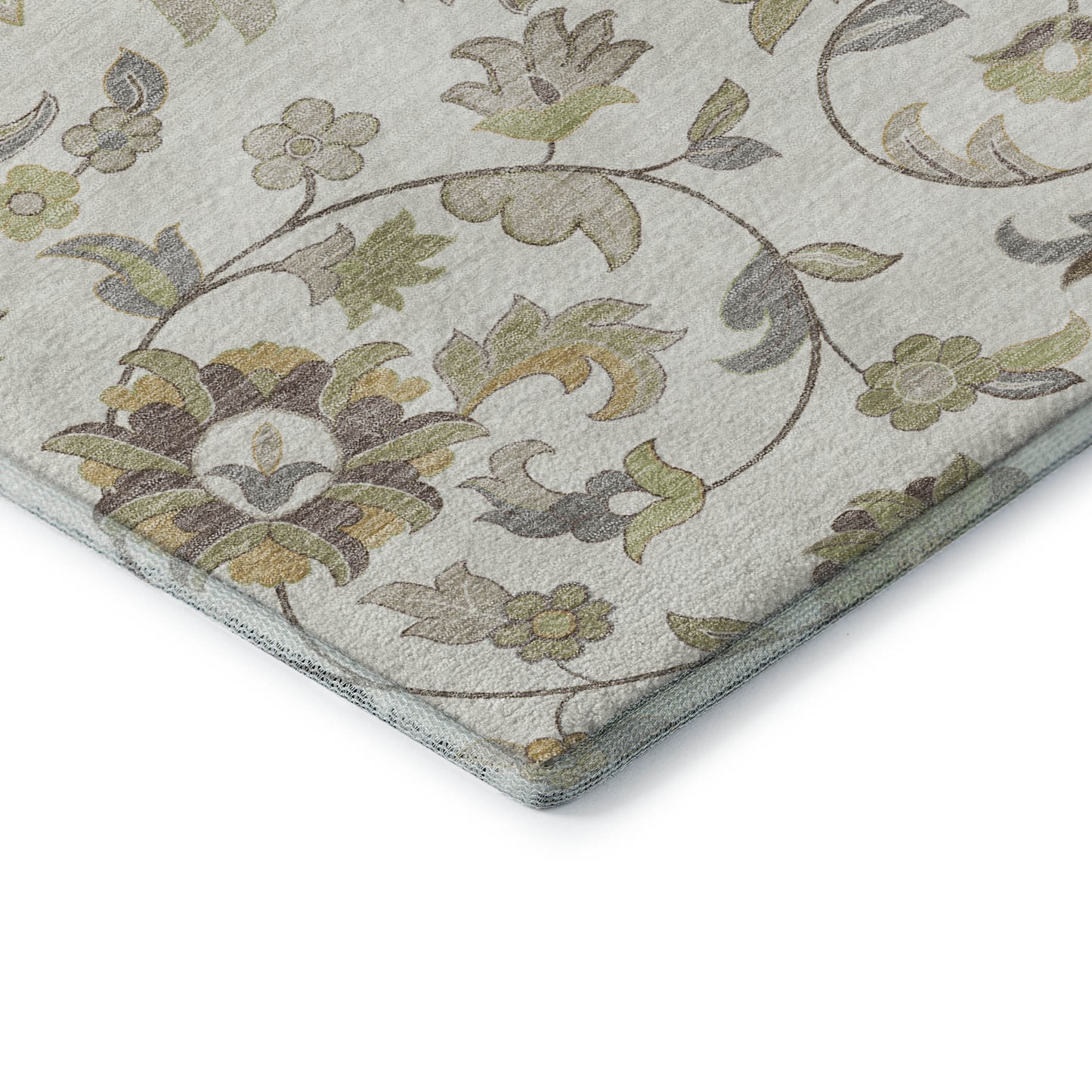 8' X 10' Ivory Copper And Gray Floral Washable Area Rug With UV Protection - Look Good Store