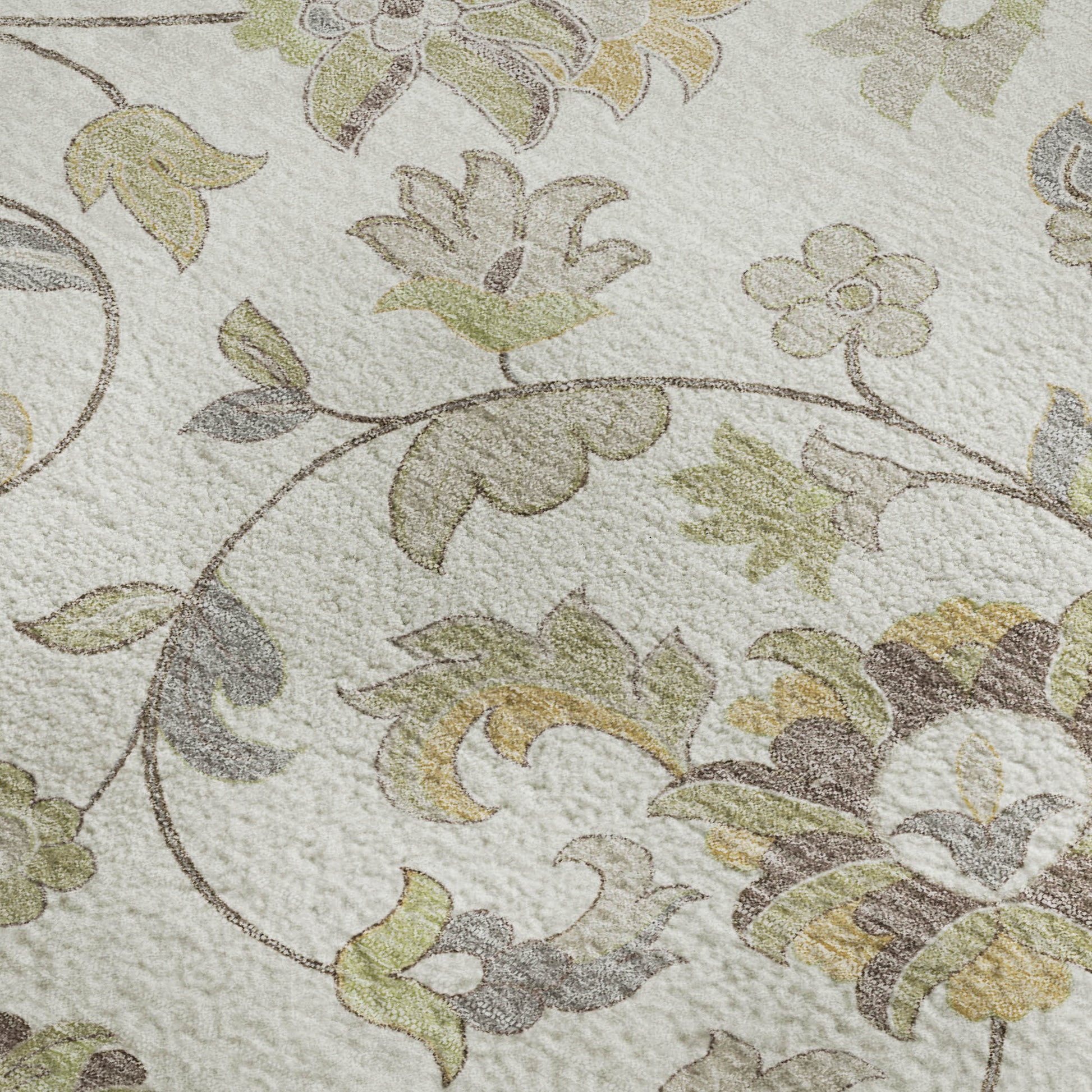 8' X 10' Ivory Copper And Gray Floral Washable Area Rug With UV Protection - Look Good Store