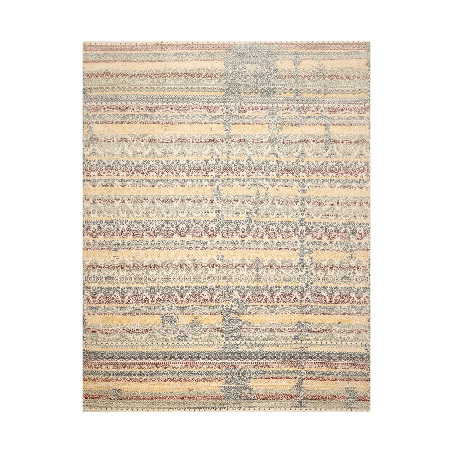 8x10 Ivory, Blue Hand Knotted 100% Wool Peshawar Transitional Oriental Area Rug - Look Good Store