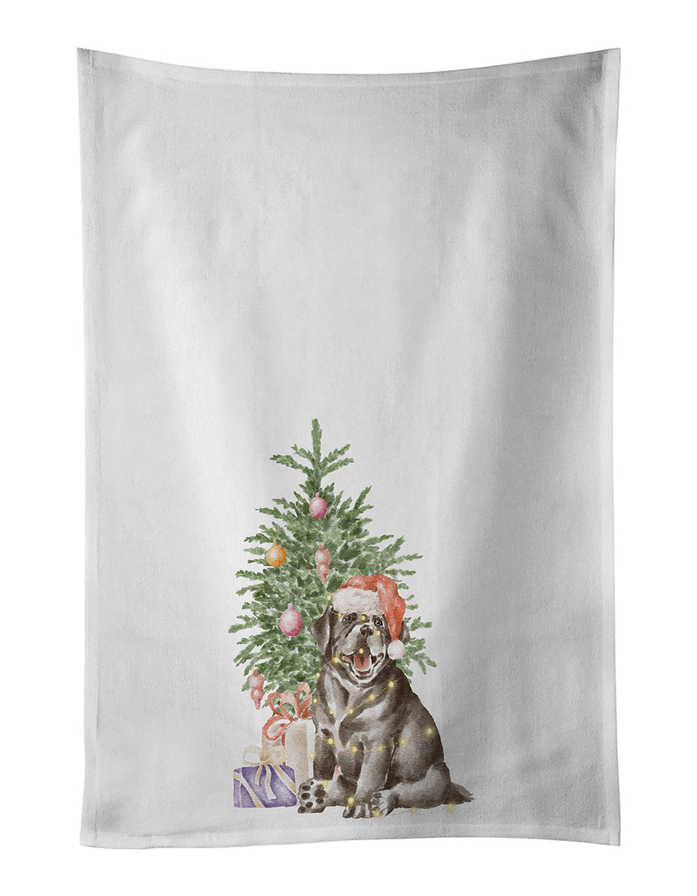 Labrador Retriever Black Puppy Christmas Presents and Tree Kitchen Towel Set of 2 - Look Good Store