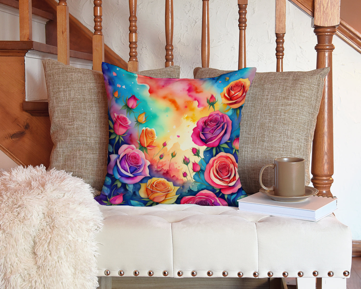 Colorful Roses Throw Pillow - Look Good Store