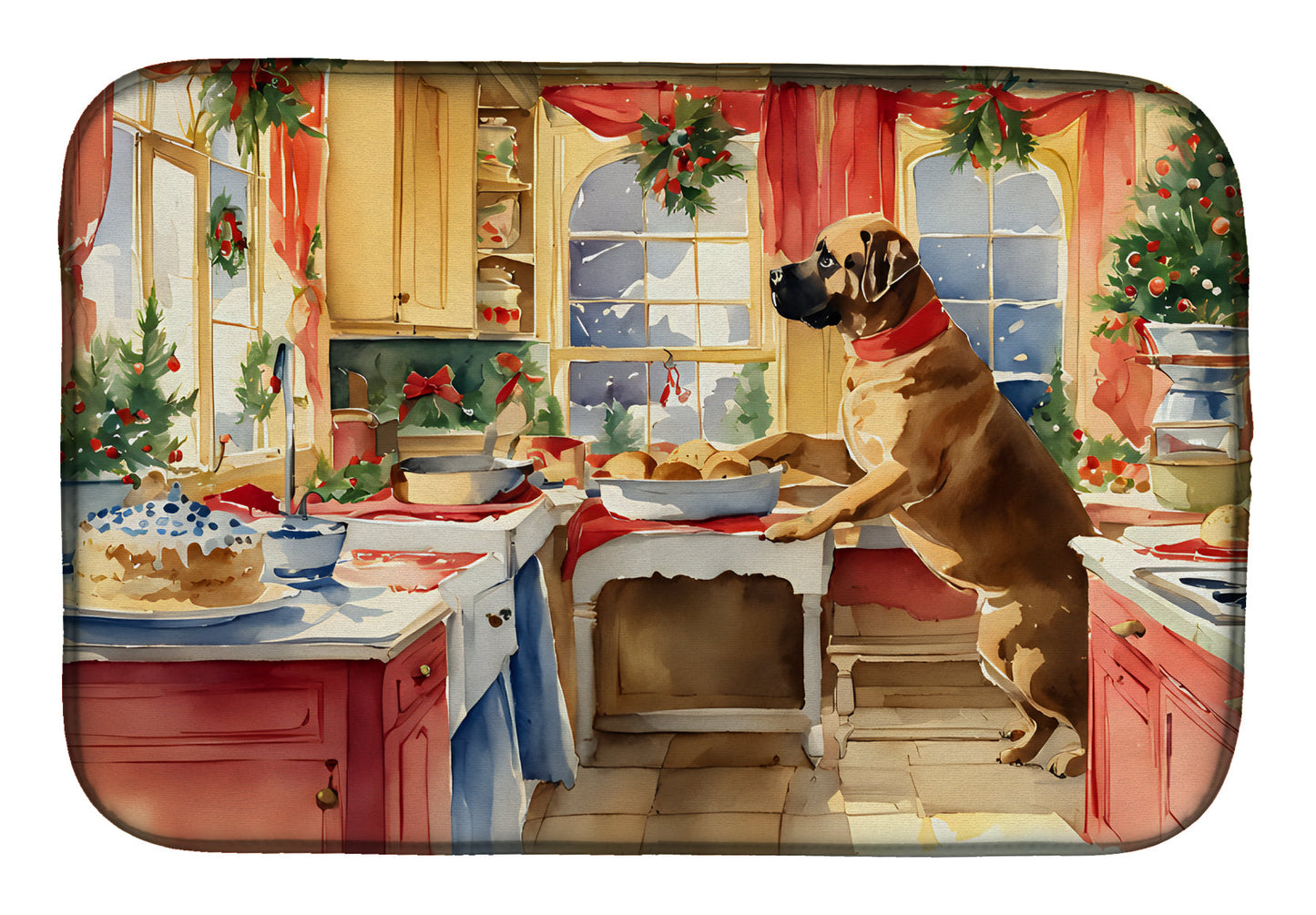 Mastiff Christmas Cookies Dish Drying Mat - Look Good Store