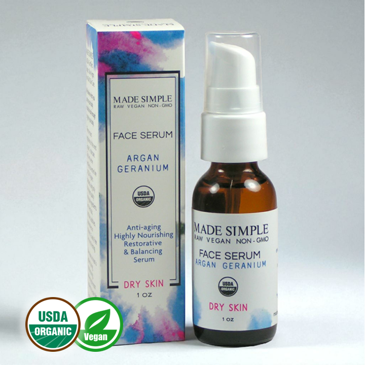 Argan Geranium Face Serum for Dry Skin - Certified Organic. Vegan & Cruelty-free - Look Good Store