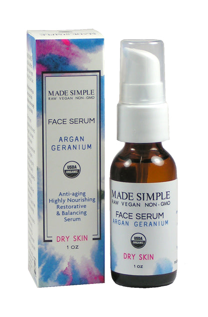 Argan Geranium Face Serum for Dry Skin - Certified Organic. Vegan & Cruelty-free - Look Good Store