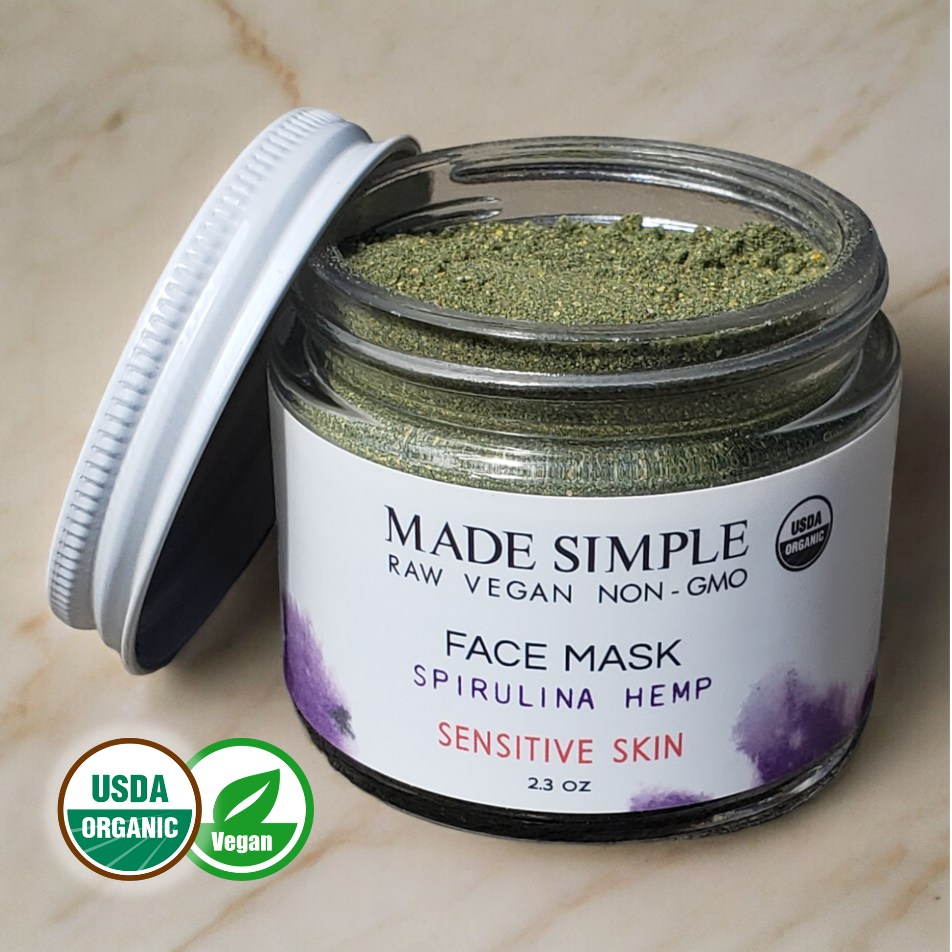 Spirulina Hemp Face Mask for Sensitive Skin - Certified Organic, Vegan & Cruelty-free - Look Good Store