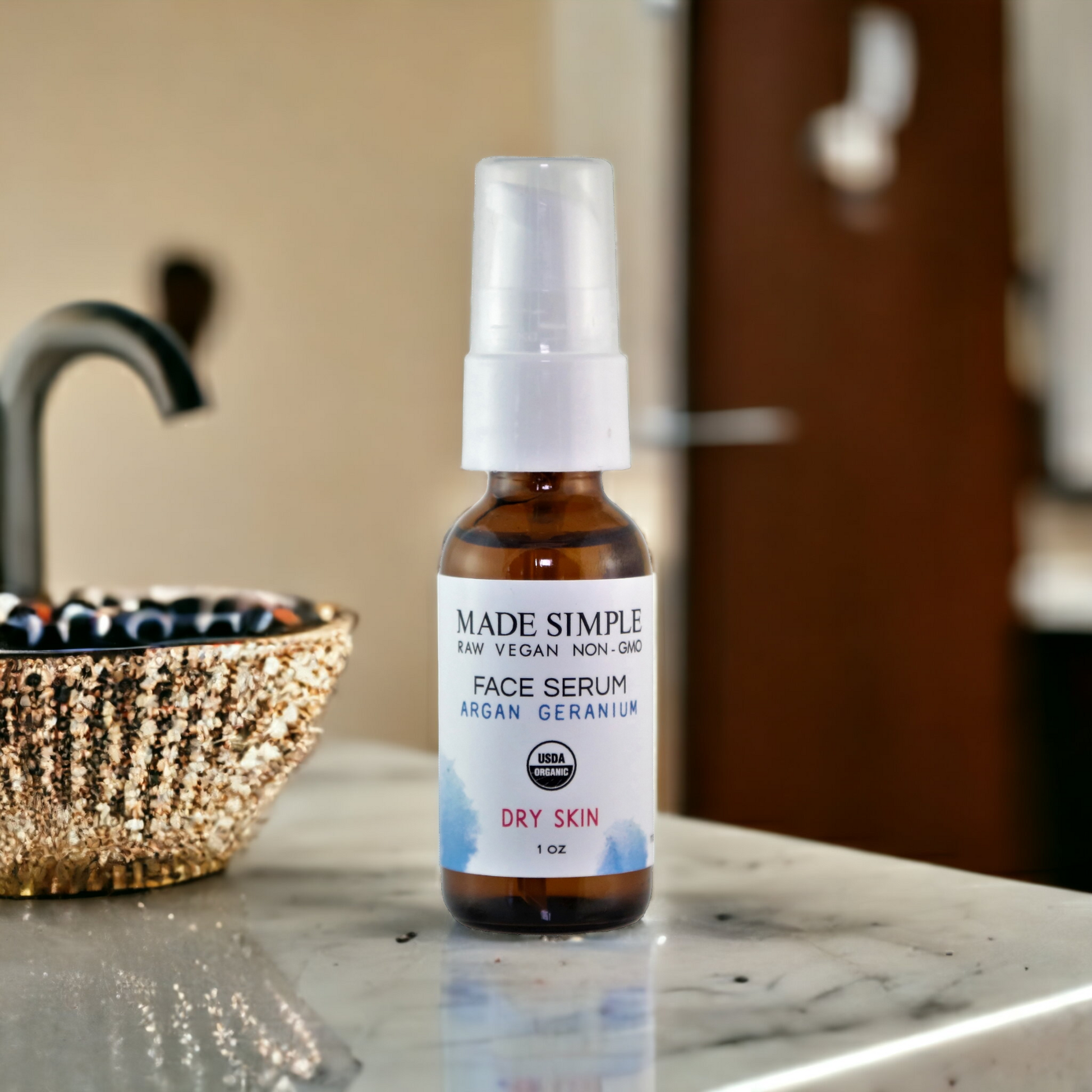 Argan Geranium Face Serum for Dry Skin - Certified Organic. Vegan & Cruelty-free - Look Good Store
