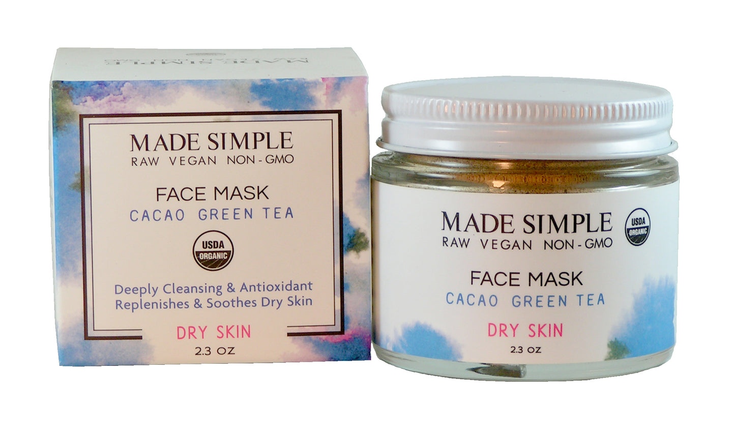 Cacao Green Tea Face Mask for Dry Skin - Certified Organic, Vegan & Cruelty-free - Look Good Store