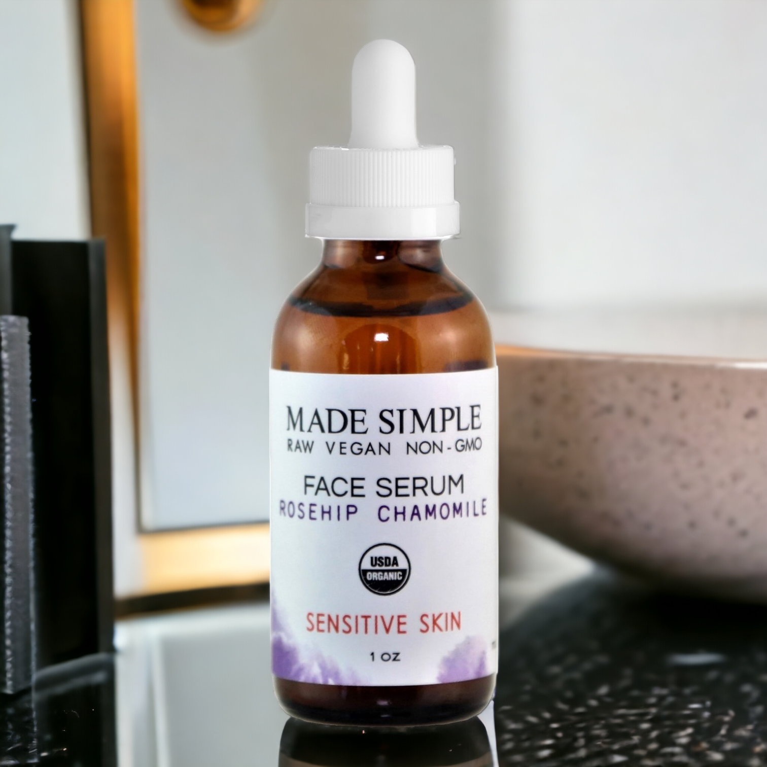 Rosehip Chamomile Face Serum for Sensitive Skin - Certified Organic, Vegan & Cruelty-free - Look Good Store