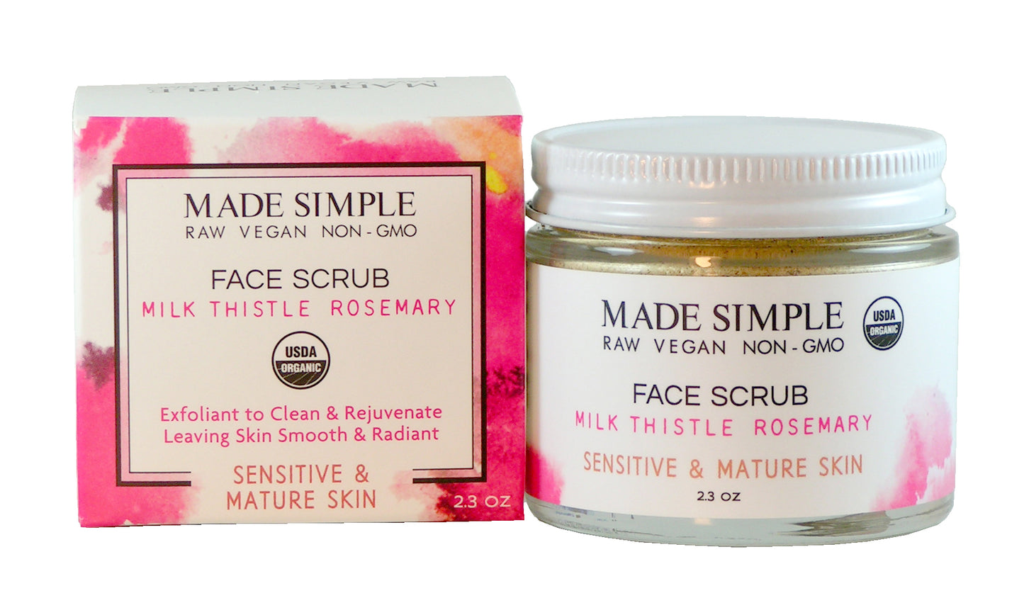 Milk Thistle Rosemary Face Scrub for Sensitive/Mature Skin - Certified Organic, Vegan & Cruelty-free - Look Good Store
