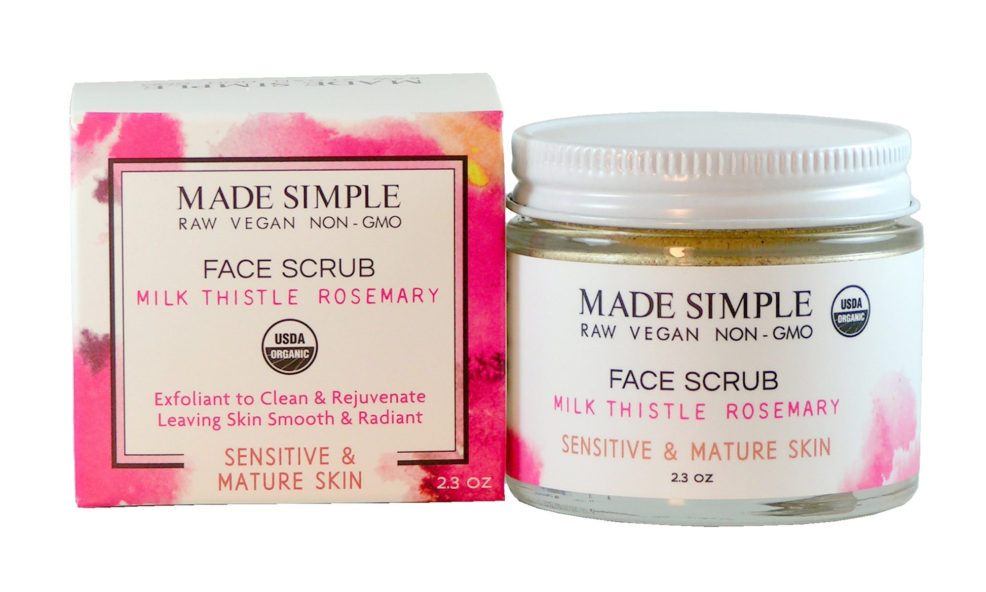 Milk Thistle Rosemary Face Scrub for Sensitive/Mature Skin - Certified Organic, Vegan & Cruelty-free - Look Good Store