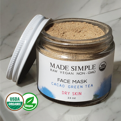 Cacao Green Tea Face Mask for Dry Skin - Certified Organic, Vegan & Cruelty-free - Look Good Store