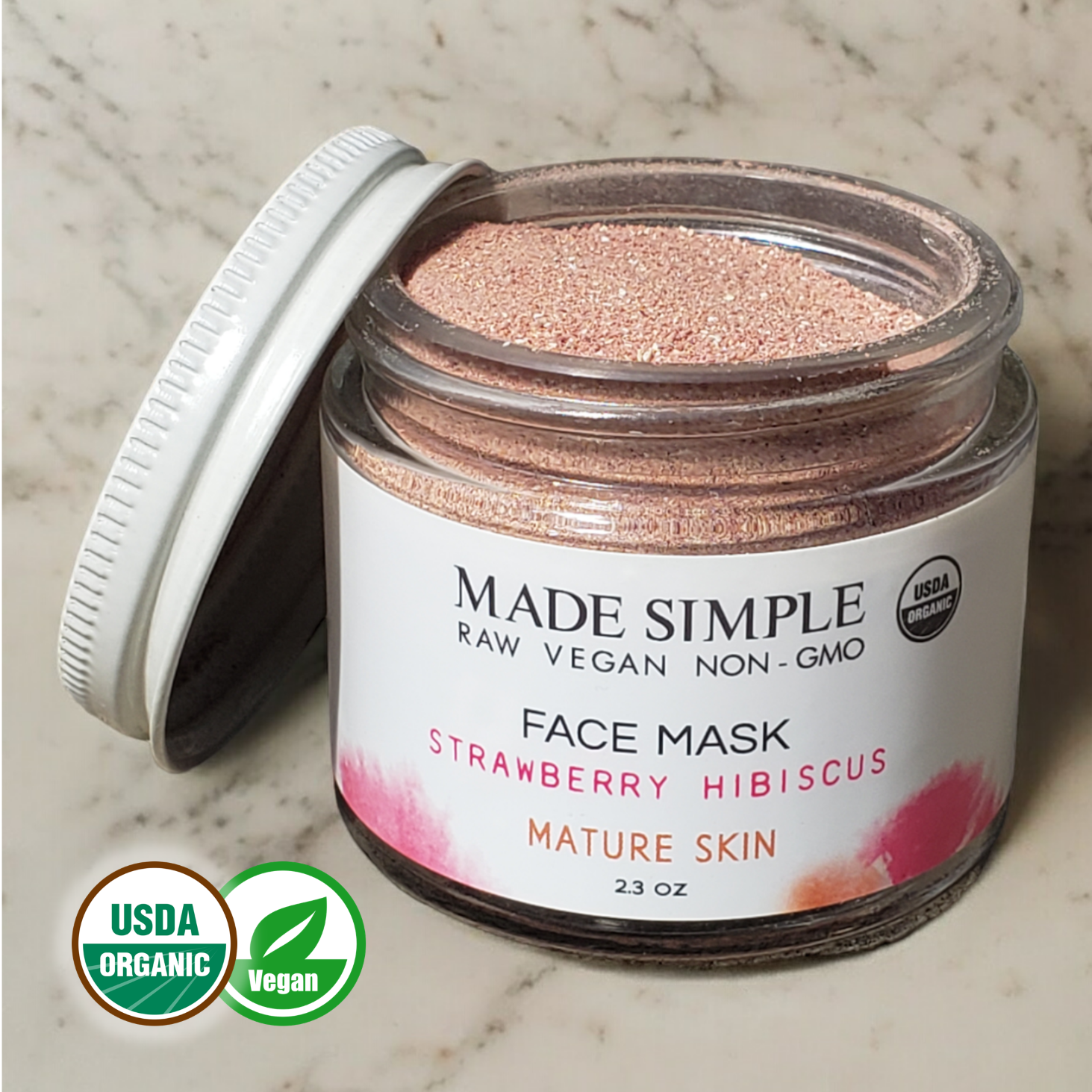 Strawberry Hibiscus Face Mask for Mature Skin - Certified Organic, Vegan & Cruelty-free - Look Good Store