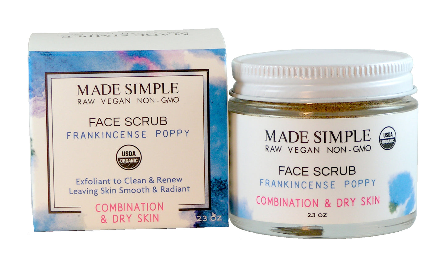 Frankincense Poppy Seed Face Scrub for Combination/Dry Skin - Certified Organic, Vegan & Cruelty-free - Look Good Store