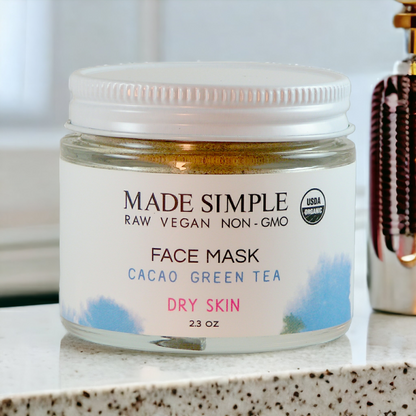 Cacao Green Tea Face Mask for Dry Skin - Certified Organic, Vegan & Cruelty-free - Look Good Store