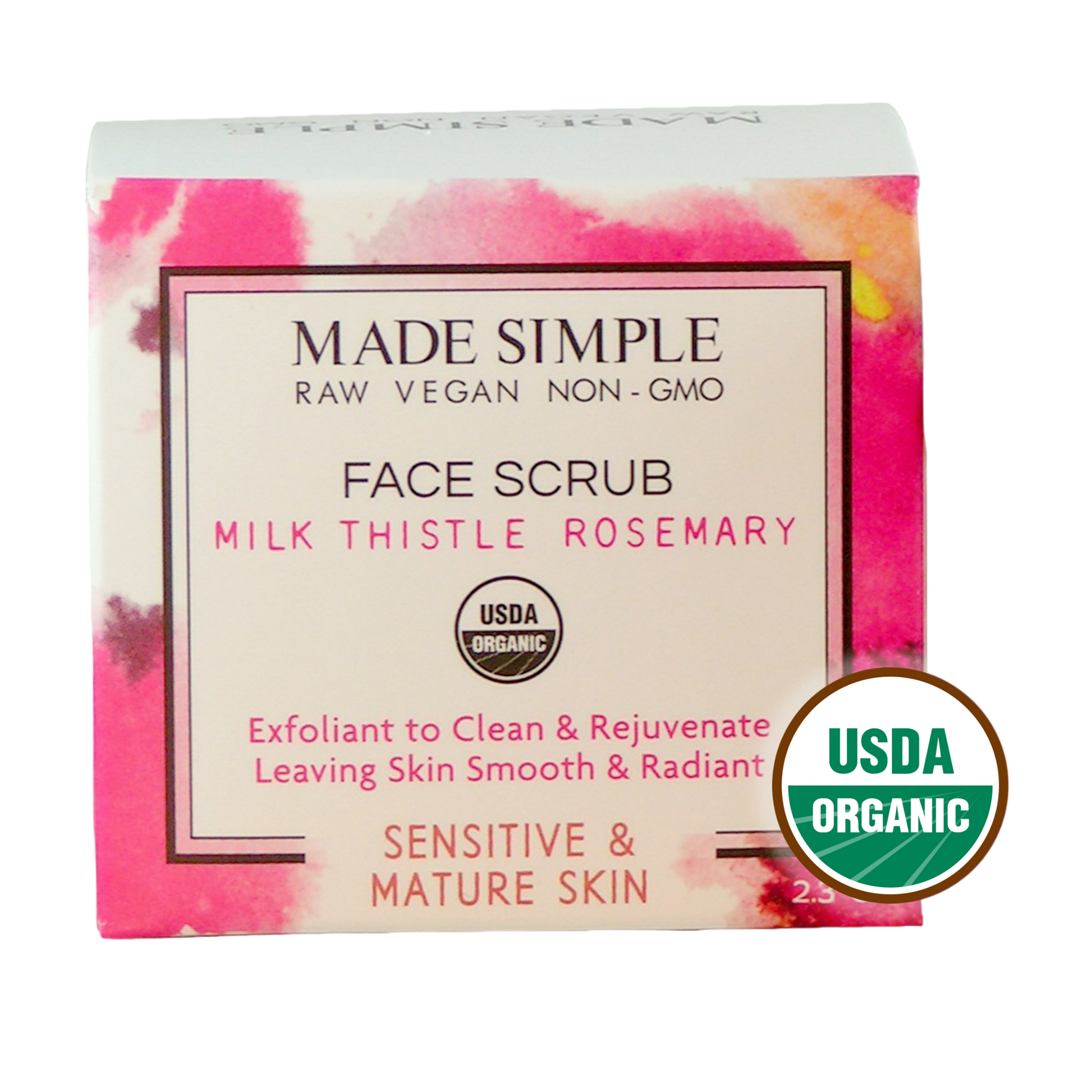 Milk Thistle Rosemary Face Scrub for Sensitive/Mature Skin - Certified Organic, Vegan & Cruelty-free - Look Good Store