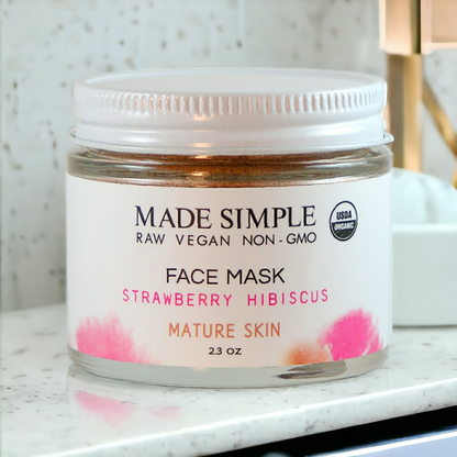 Strawberry Hibiscus Face Mask for Mature Skin - Certified Organic, Vegan & Cruelty-free - Look Good Store