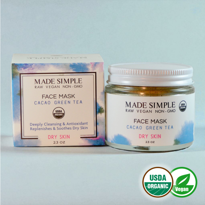 Cacao Green Tea Face Mask for Dry Skin - Certified Organic, Vegan & Cruelty-free - Look Good Store