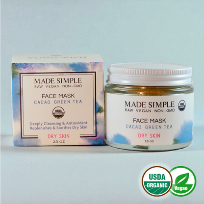 Cacao Green Tea Face Mask for Dry Skin - Certified Organic, Vegan & Cruelty-free - Look Good Store