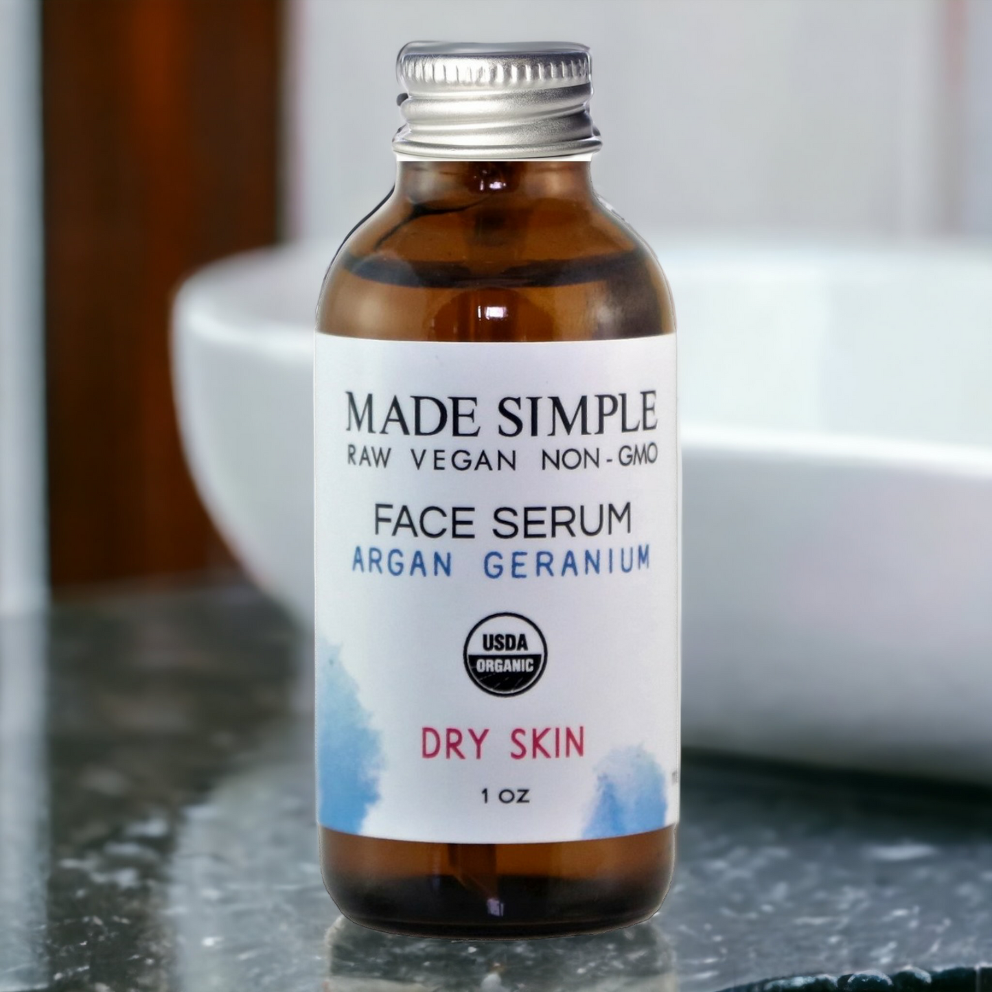 Argan Geranium Face Serum for Dry Skin - Certified Organic. Vegan & Cruelty-free - Look Good Store