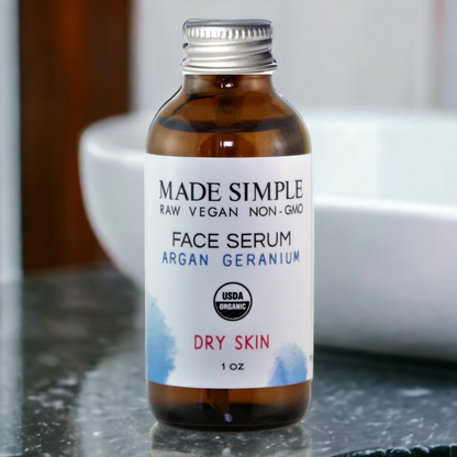 Argan Geranium Face Serum for Dry Skin - Certified Organic. Vegan & Cruelty-free - Look Good Store