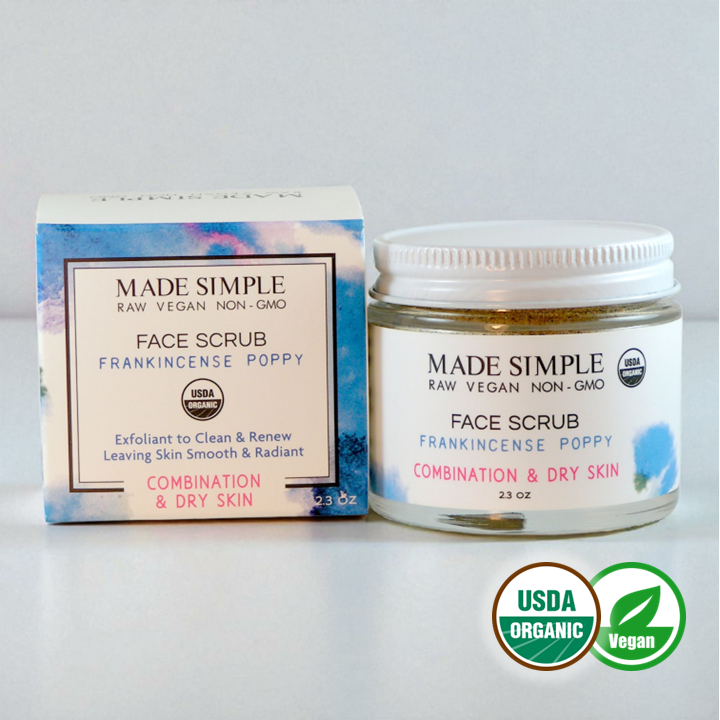 Frankincense Poppy Seed Face Scrub for Combination/Dry Skin - Certified Organic, Vegan & Cruelty-free - Look Good Store