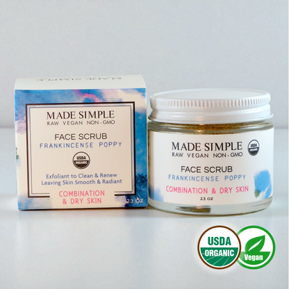 Frankincense Poppy Seed Face Scrub for Combination/Dry Skin - Certified Organic, Vegan & Cruelty-free - Look Good Store