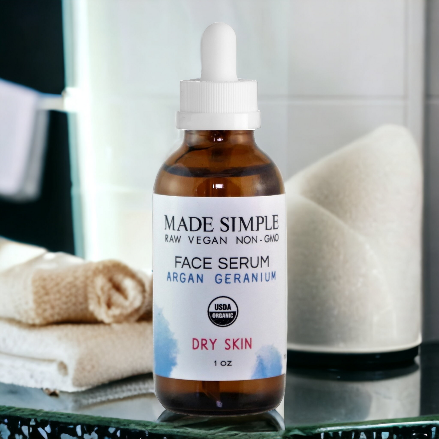 Argan Geranium Face Serum for Dry Skin - Certified Organic. Vegan & Cruelty-free - Look Good Store