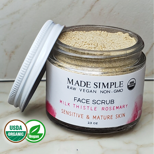 Milk Thistle Rosemary Face Scrub for Sensitive/Mature Skin - Certified Organic, Vegan & Cruelty-free - Look Good Store