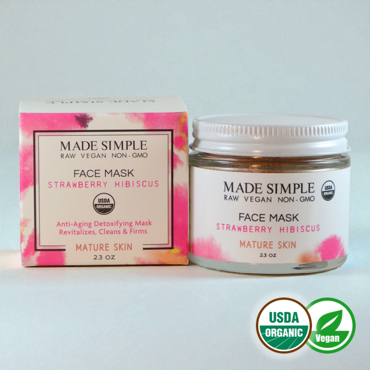 Strawberry Hibiscus Face Mask for Mature Skin - Certified Organic, Vegan & Cruelty-free - Look Good Store