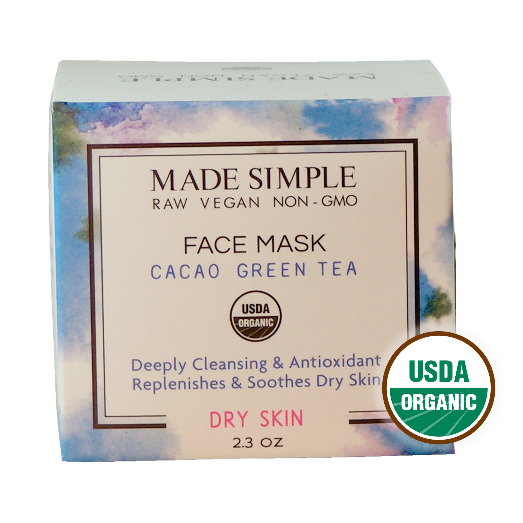 Cacao Green Tea Face Mask for Dry Skin - Certified Organic, Vegan & Cruelty-free - Look Good Store