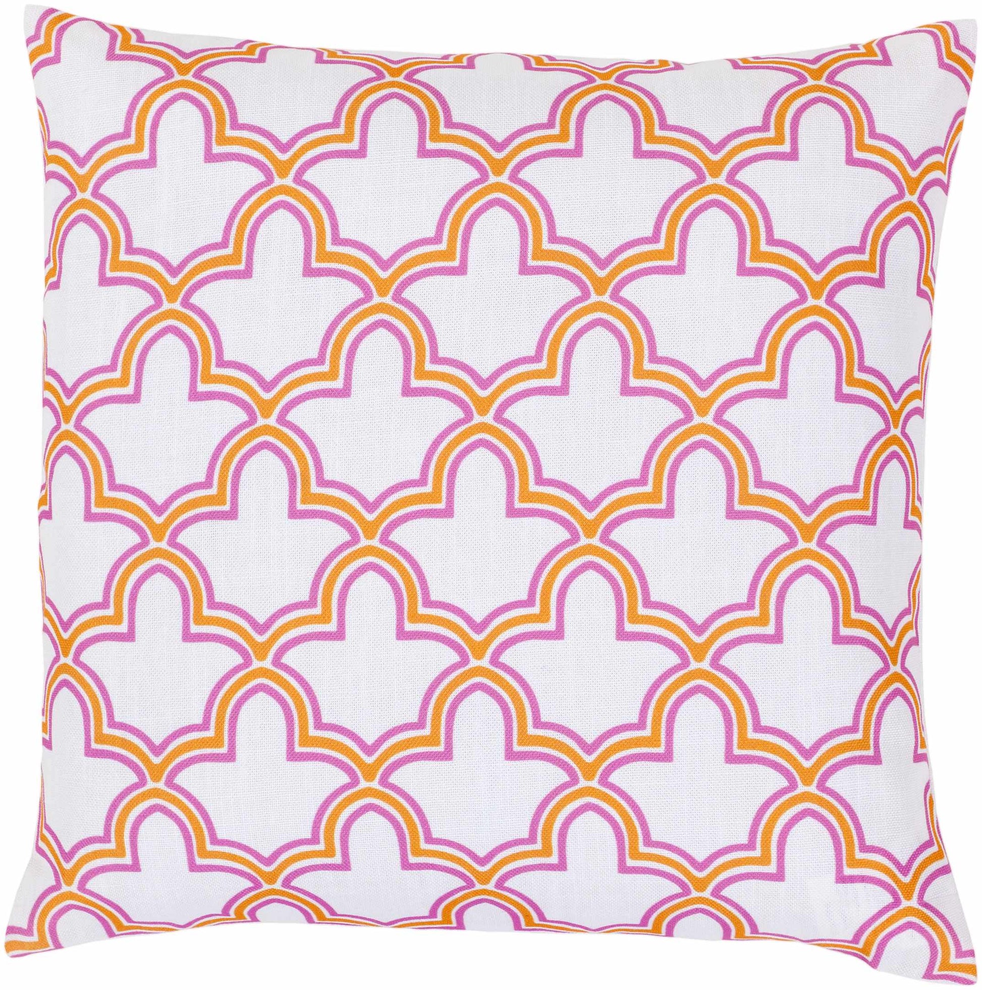 Meno White Pink Trellis Pattern Throw Pillow - Clearance - Look Good Store